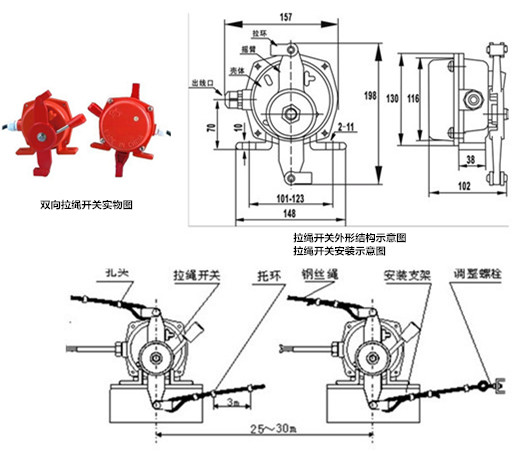拉繩開(kāi)關(guān)，外形結(jié)構(gòu)及安裝圖.jpg
